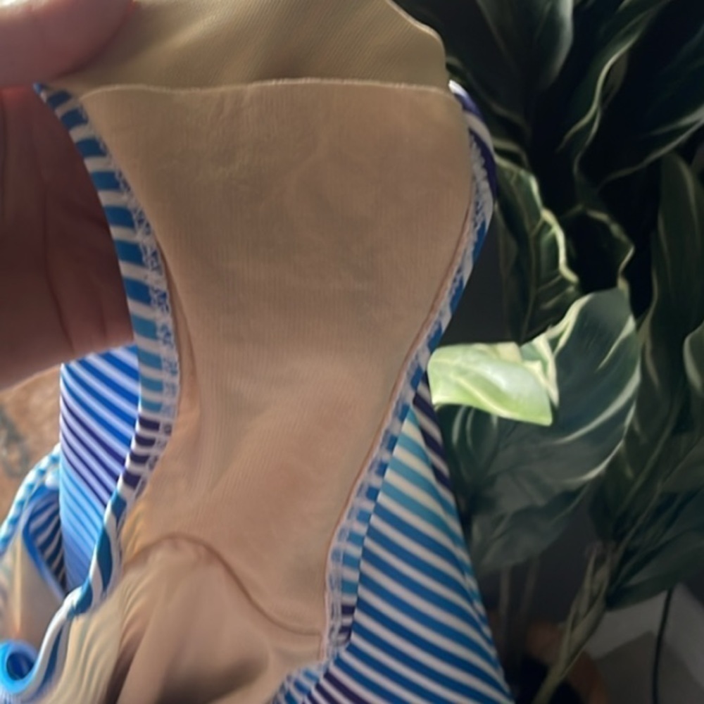NWT Swimsuits For All Blue & White Stripe One Piece Swimsuit tummy control  20 - Picture 6 of 13